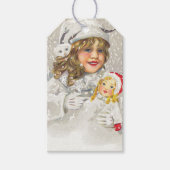 Weihnachten Viktorianisches Mädchen mit Puppe im S Geschenkanhänger (Vorderseite)