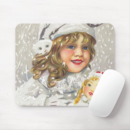 Weihnachten Viktorianisches Mädchen mit Puppe im S Mousepad (Mit Mouse)