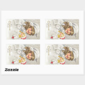 Weihnachten Viktorianisches Mädchen mit Puppe im S Rechteckiger Aufkleber (Blatt)