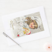 Weihnachten Viktorianisches Mädchen mit Puppe im S Rechteckiger Aufkleber (Umschlag)