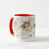 Weihnachten Viktorianisches Mädchen mit Puppe im S Tasse (Vorderseite Links)