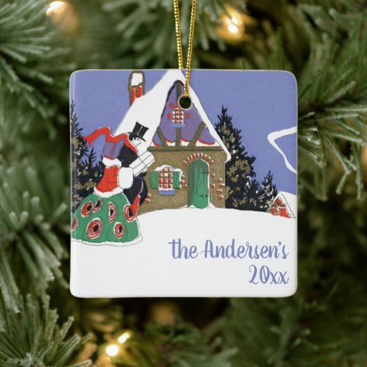 Weihnachten, Viktorianisches Paar Auf dem Weg ins Keramikornament (Baum)