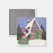 Weihnachten, Viktorianisches Paar Auf dem Weg ins  Magnet (Vorderseite/Rückseite)