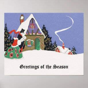 Weihnachten, Viktorianisches Paar Auf dem Weg ins Poster