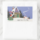 Weihnachten, Viktorianisches Paar Auf dem Weg ins Rechteckiger Aufkleber (Tasche)