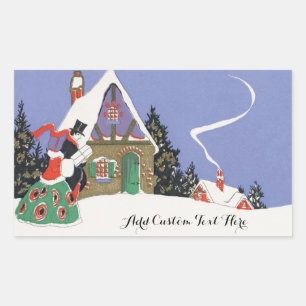 Weihnachten, Viktorianisches Paar Auf dem Weg ins  Rechteckiger Aufkleber