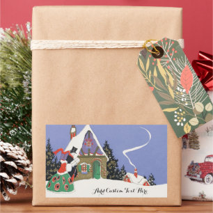 Weihnachten, Viktorianisches Paar Auf dem Weg ins Rechteckiger Aufkleber