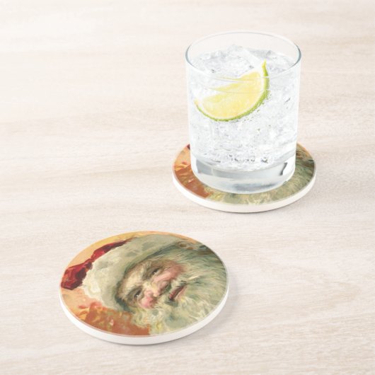 Weihnachten, Viktorianisches Weihnachtsportrait Sandstein Untersetzer (Seite)