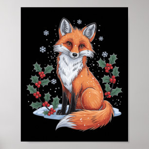 Weihnachten Vintag 90er Fox Woodland Animal Cotage Poster