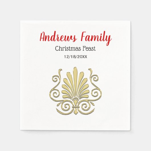 Weihnachten Vintag Art Deco Gold Plume Arabesque Serviette (Vorderseite)