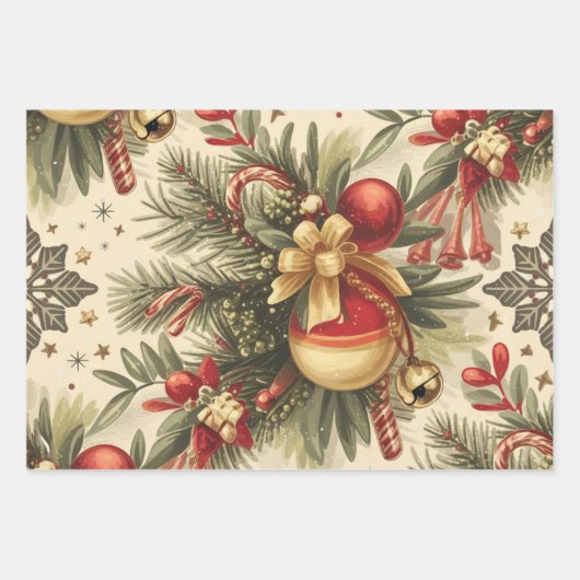 Weihnachten Vintag Chefmuster Geschenkpapier Set (Vorderseite)