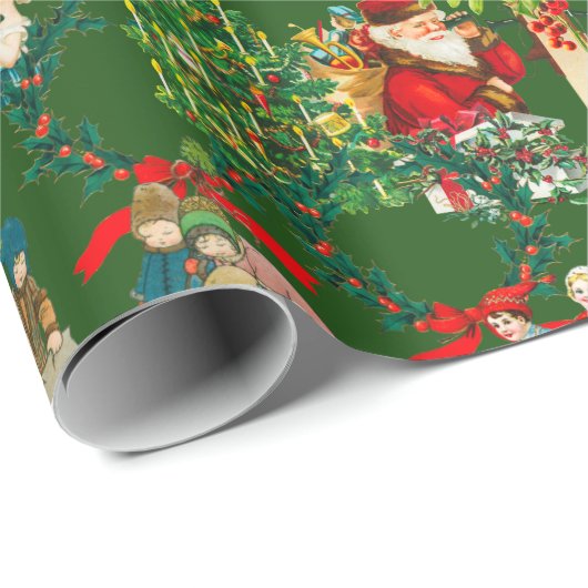 Weihnachten,Vintag,Mistletoe,Poinsettia Blume   Geschenkpapier (Rolleneckpunkt)