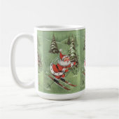 Weihnachten Vintag Retro Weihnachtsmann auf Skiern Kaffeetasse (Links)