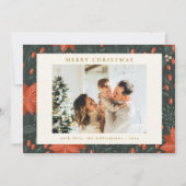 Weihnachten Vintag Rote Botanische Grüne Zwei Foto (Vorderseite)