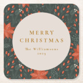 Weihnachten Vintag Roter Botanischer Garten Custom Rechteckiger Pappuntersetzer (Vorderseite)