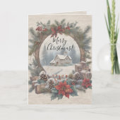 Weihnachten Vintag Rustikales Kiefernkiefer Famili Dankeskarte (Vorderseite)