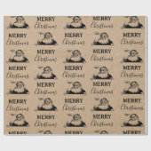 Weihnachten Vintag Schwarz-weiß Kraft Weihnachtsma Geschenkpapier (Flach)