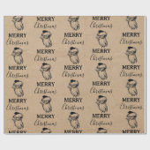 Weihnachten Vintag Schwarz-weiß Kraft Weihnachtsma Geschenkpapier (Flach)