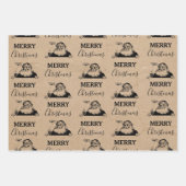 Weihnachten Vintag Schwarz-weiß Kraft Weihnachtsma Geschenkpapier Set (Vorderseite 2)