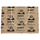 Weihnachten Vintag Schwarz-weiß Kraft Weihnachtsma Große Geschenktüte (Vorderseite)