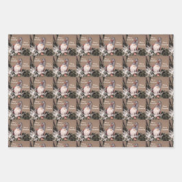 Weihnachten Vintag Sepia Rustikale Gnome Muster Geschenkpapier Set