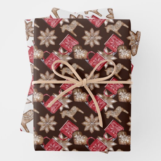 Weihnachten Vintag skandinavisches Muster Geschenkpapier Set (Beispiel)