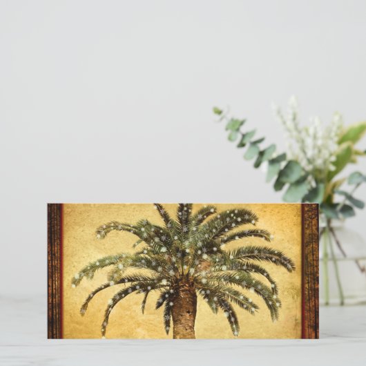 Weihnachten Vintag Tropischer Palmenbaum w Schneef (Stehend Vorderseite)