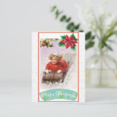 Weihnachten Vintag Viktorianischer Winterschnee Ro Postkarte (Stehend Vorderseite)