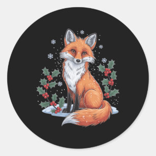 Weihnachten Vintage 90er Fuchs Waldtier Cottagec Runder Aufkleber