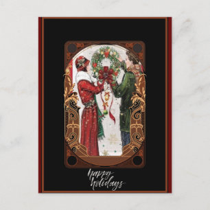 Weihnachten Vintage Art Deco Paar Postkarte