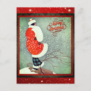 Weihnachten Vintage Art Deco Retro Dame Postkarte