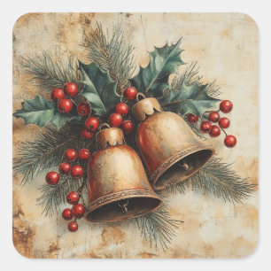 Weihnachten Vintage-Aufkleber Quadratischer Aufkleber