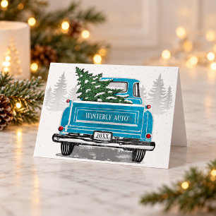 Weihnachten Vintage Blau LKW Geschäft Unternehmen