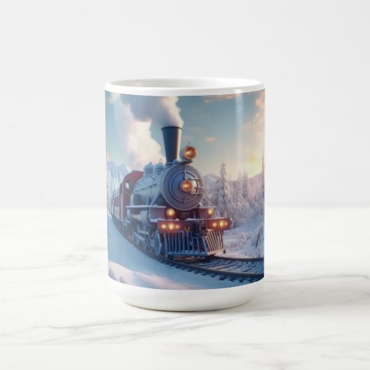 Weihnachten Vintage-Dampflok Schnee gefrorene Wald Kaffeetasse (Mittel)
