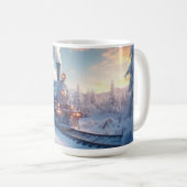 Weihnachten Vintage-Dampflok Schnee gefrorene Wald Kaffeetasse (VorderseiteRechts)