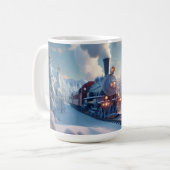 Weihnachten Vintage-Dampflok Schnee gefrorene Wald Kaffeetasse (Vorderseite Links)