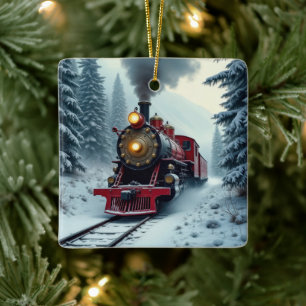 Weihnachten Vintage-Dampflokomotive Keramikornament