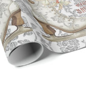 Weihnachten Vintage EisSkate Kariert Holly Silver Geschenkpapier (Rolleneckpunkt)