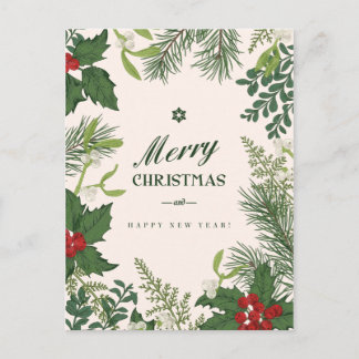 Weihnachten Vintage Floral | Foto-Feiertagskarte
