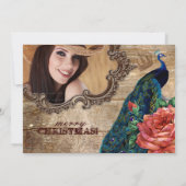 Weihnachten Vintage Foto Card Pfau Rose Holz Einladung (Rückseite)