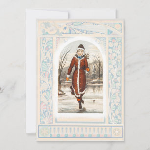 Weihnachten Vintage-Frau beim Eislaufen (1865–1899