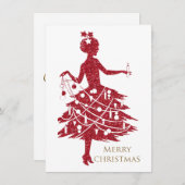 Weihnachten, Vintage Frau Feiertagskarte (Vorne/Hinten)