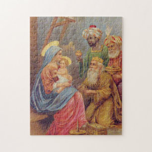 Weihnachten Vintage-Geburtsillustration Jesus Puzzle