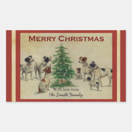 Weihnachten Vintage Hunde Square Stickers