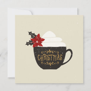 Weihnachten Vintage-Kaffeetasse rote Poinsettie Einladung