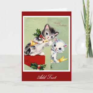 Weihnachten Vintage-Karte Frohe Weihnachten Kätzch