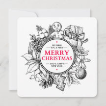 Weihnachten Vintage Karte. Handgezeichneter Weihna