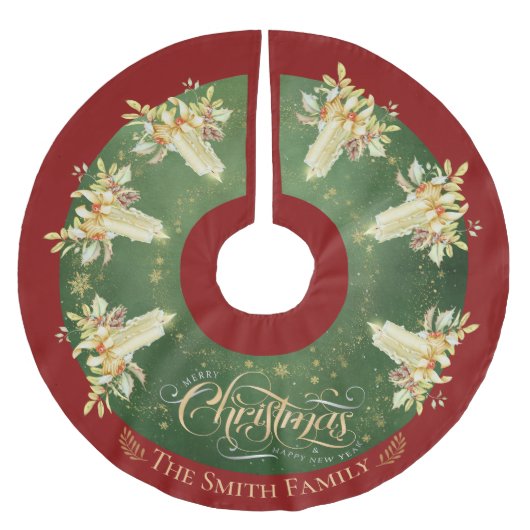 Weihnachten Vintage Kerzenlicht Personalisiert Polyester Weihnachtsbaumdecke (Vorderseite)