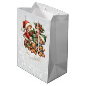 Weihnachten Vintage Kinder Geschenke Frohe Weihnac Mittlere Geschenktüte (Rückseite Schrägansicht)