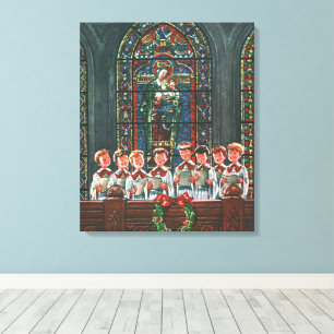 Weihnachten Vintage Kinder singen Chor in der Kirc Leinwanddruck